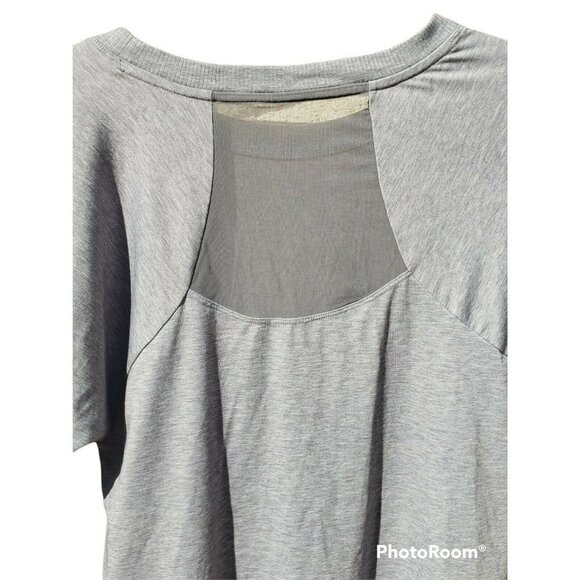 ATHLETA Gray Lightweight Long Sleeve Top XS Sheer Back Athleisure - Picture 4 of 5